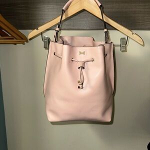 Halston Pink Leather Bucket Bag